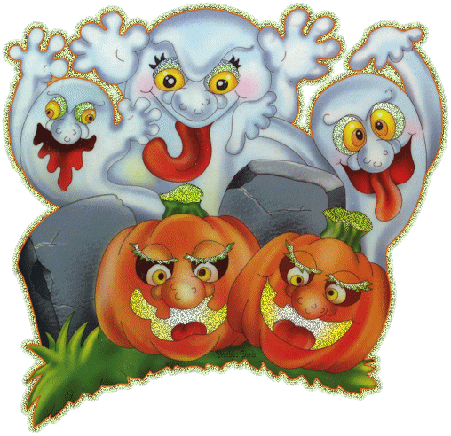 Привидения и тыквы к празднику Хэллоуин~Праздник Хэллоуин
