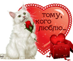 Валентинка с котиком и сердечками