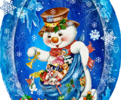 Картинка снеговик и надпись Зима