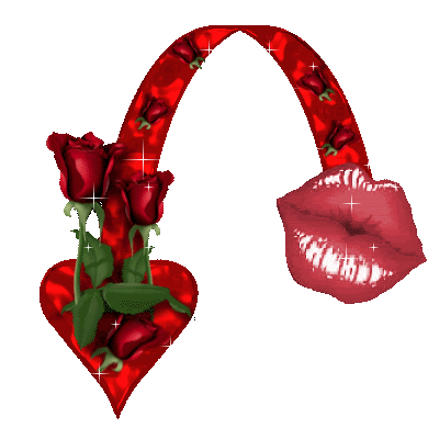 Воздушный поцелуй сердечки розы - День поцелуя,поздравления, картинки, открытки, анимация