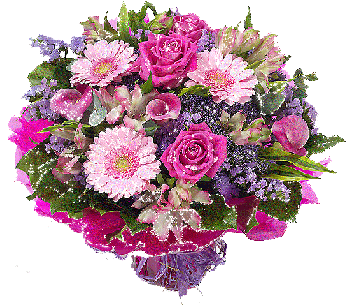 Блестящие цветы в букете - Открытки с цветами,поздравления, картинки, открытки, анимация