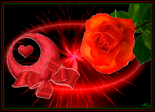 Роза и сердечко - Открытки с днём влюблённых 14 февраля,поздравления, картинки, открытки, анимация